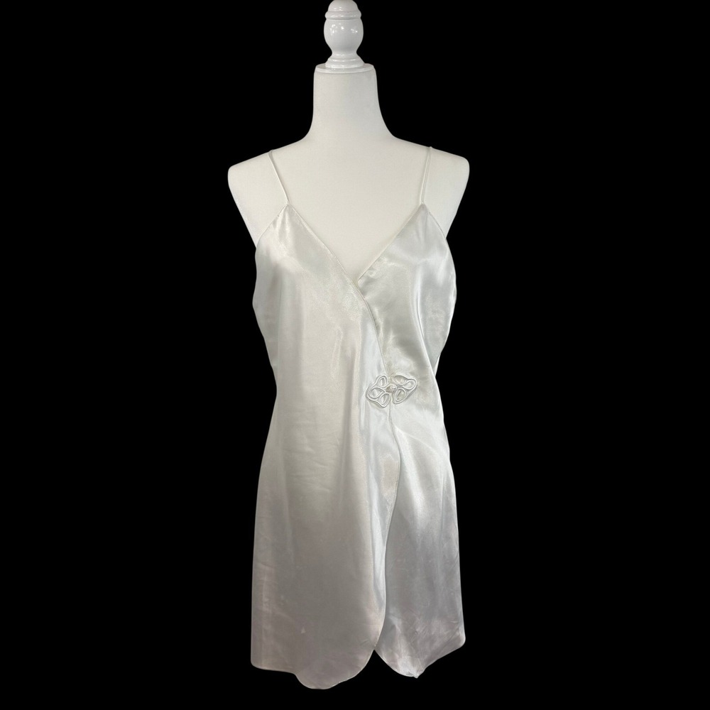 Vintage Intime of California Satin Mini Slip Dress White 90s Y2K Lingerie Large
